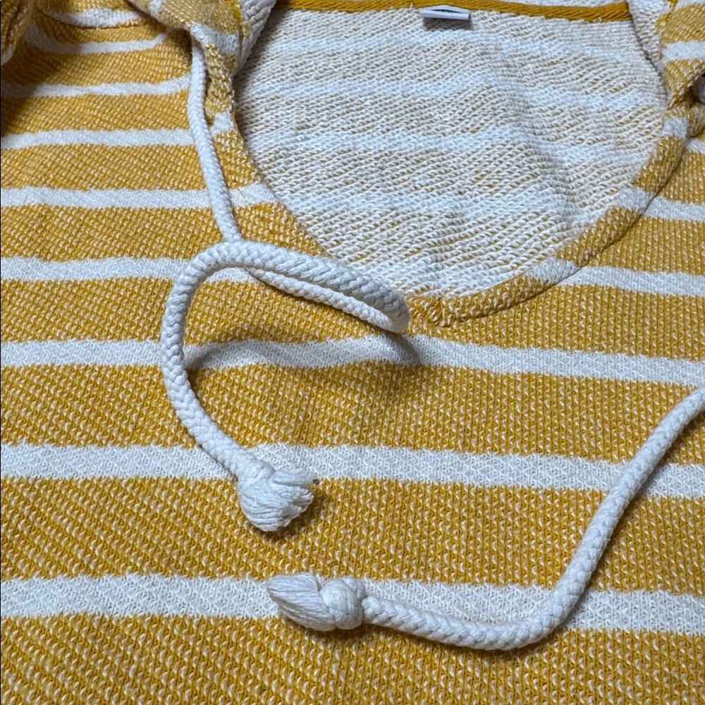 Old Navy Cali Striped Baja Hoodie Yellow White Lightweight Pullover XL - Picture 11 of 13